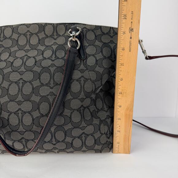 EUC Coach Kelsey Large Zip Signature Canvas Black/Grey Silver Satchel Purse - Picture 12 of 12